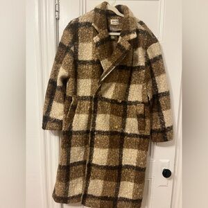 Plaid Wool Blend Coat for Women